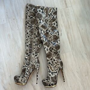 Luichiny OTK Snakeskin boots- work once! Sz 9.0/39